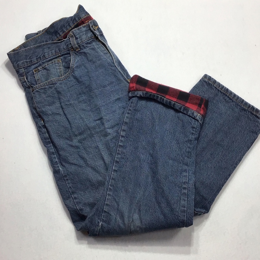 Classic Blue Straight Fit Jeans with plaid lining